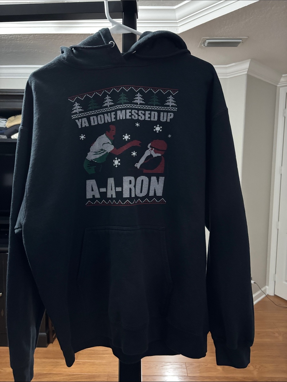 Port and Company Black A-A-RON Graphic Hoodie